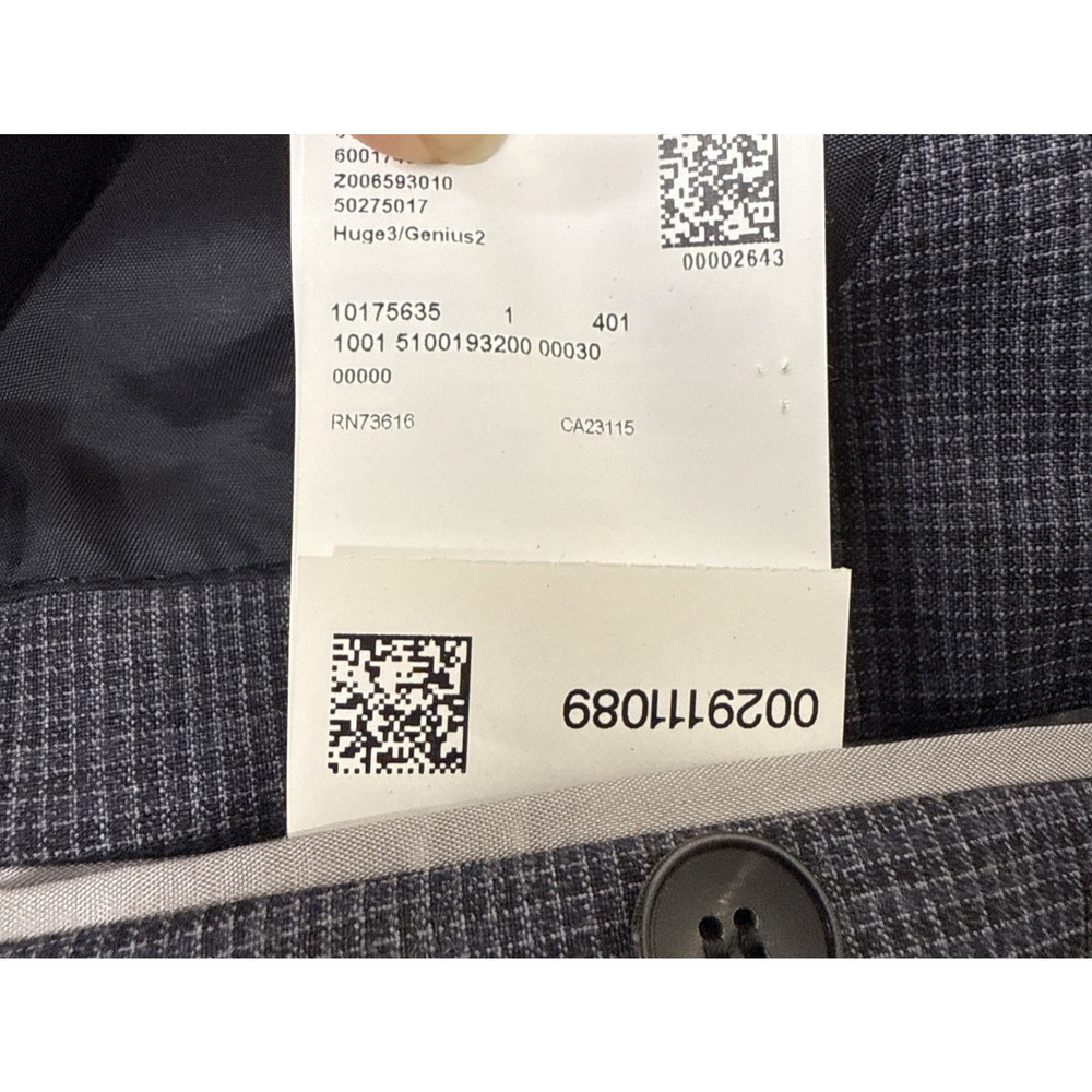 Hugo Boss Wool 42R Lanificio Tesse Super 100 Gray Plaid Blazer Sport Coat Suit - Picture 13 of 14